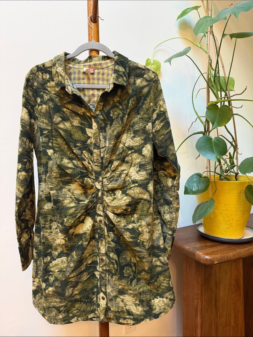 Anthropologie Pilcro Ruched Corduroy Shirt Dress 14